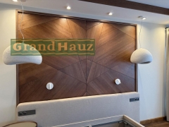 Декоративная стеновая панель в спальне КП Лужки-2